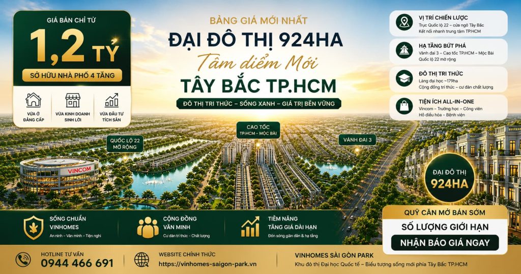 giá bán vinhome saigon park hóc môn